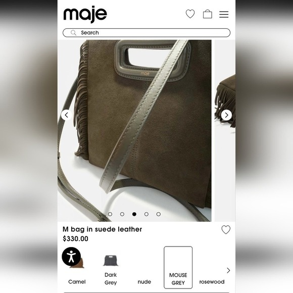Maje M Bag In Suede Leather Green $330 - Picture 11 of 12